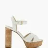 Dune London Jealous Platform Cross Strap White Sandals -Style Sole Zone 102446s