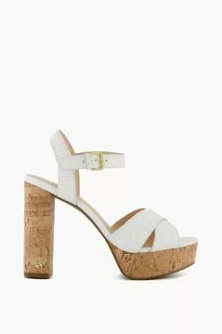Dune London Jealous Platform Cross Strap White Sandals