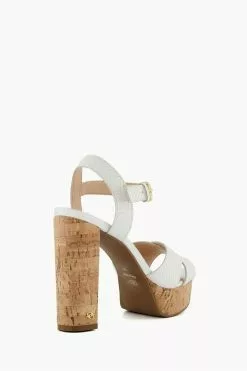 Dune London Jealous Platform Cross Strap White Sandals -Style Sole Zone 102446s3