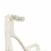 Dune London Martine Ivory Satin Embellished Ankle Tie Court -Style Sole Zone 102602s