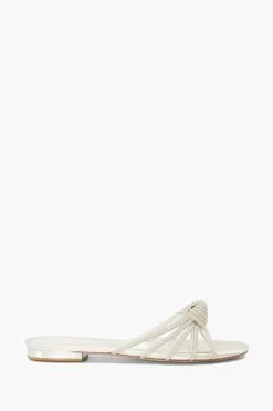 Dune London Cream Newlie Crystal Knot Flat Sandals