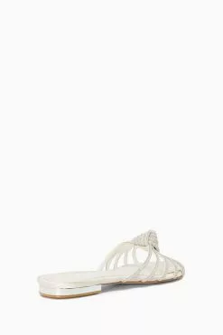 Dune London Cream Newlie Crystal Knot Flat Sandals -Style Sole Zone 102834s3