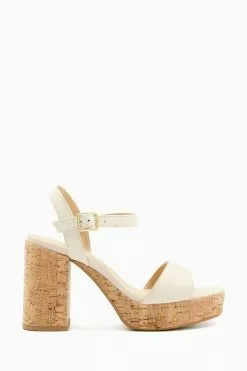 Dune London Nude Jodi Platform Block Heel Sandals