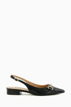 Dune London Hopeful Snaffle Black Slingback Shoes
