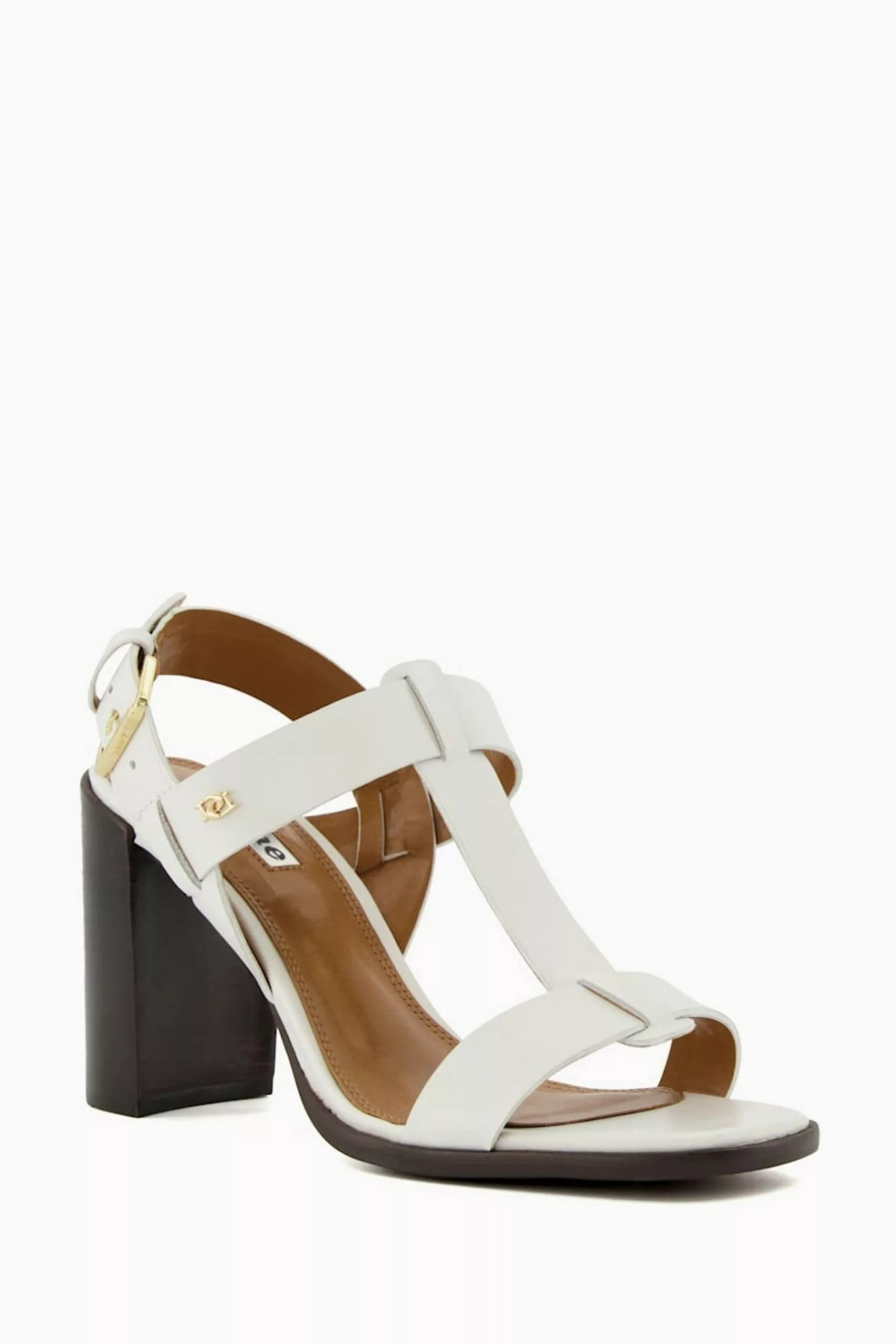Dune London Jacie T-Bar White Block Heel Sandals 4 Dune London Jacie T-Bar White Block Heel Sandals - Image 2