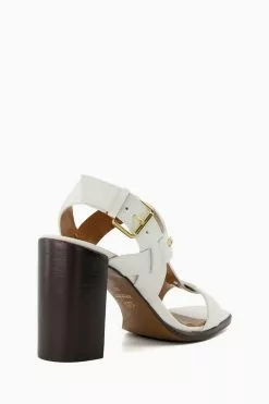 Dune London Jacie T-Bar White Block Heel Sandals 8 Dune London Jacie T-Bar White Block Heel Sandals -Style Sole Zone 115865s3