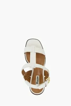 Dune London Jacie T-Bar White Block Heel Sandals 9 Dune London Jacie T-Bar White Block Heel Sandals -Style Sole Zone 115865s4