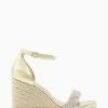Dune London Gold Kingdom Embellished Plait Wedges -Style Sole Zone 123968s