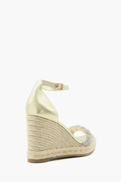 Dune London Gold Kingdom Embellished Plait Wedges -Style Sole Zone 123968s3