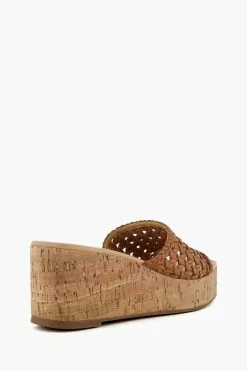 Dune London Katey Brown Lattice Mule Wedges -Style Sole Zone 125817s3