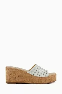 Dune London Katey Lattice Mule White Wedges