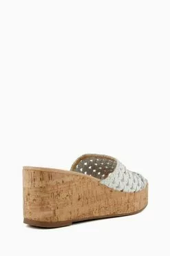 Dune London Katey Lattice Mule White Wedges -Style Sole Zone 129154s3
