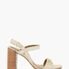 Dune London Cream Jili Snaffle Block Heel Sandals -Style Sole Zone 129622s