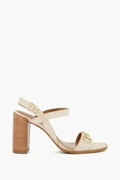 Dune London Cream Jili Snaffle Block Heel Sandals