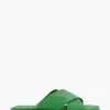 Dune London Green Liquor Cross Strap Flat Sandals -Style Sole Zone 143901s