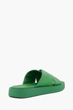 Dune London Green Liquor Cross Strap Flat Sandals -Style Sole Zone 143901s3