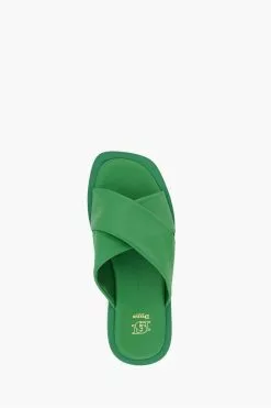 Dune London Green Liquor Cross Strap Flat Sandals -Style Sole Zone 143901s4