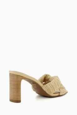 Dune London Natural Maize Soft Knot Stacked Mules -Style Sole Zone 144603s3