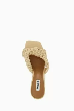 Dune London Natural Maize Soft Knot Stacked Mules -Style Sole Zone 144603s4
