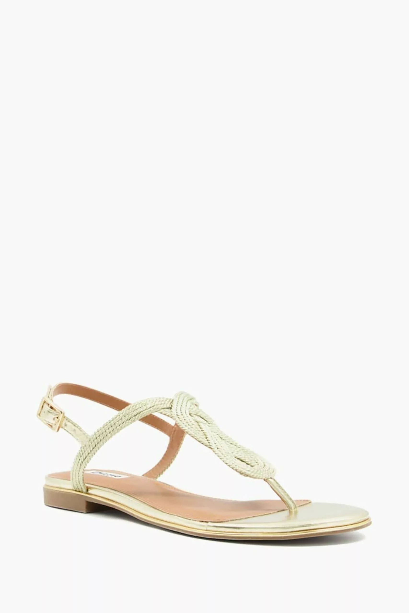 Dune London Gold Logics Twist Toe Post Sandals 4 Dune London Gold Logics Twist Toe Post Sandals - Image 2
