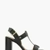 Dune London Jacie T-Bar Black Block Heel Sandals -Style Sole Zone 162399s