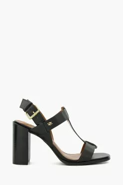 Dune London Jacie T-Bar Black Block Heel Sandals