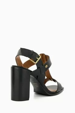Dune London Jacie T-Bar Black Block Heel Sandals -Style Sole Zone 162399s3