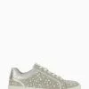 Dune London Silver Everleas Embellished Cupsole Trainers -Style Sole Zone 166606s