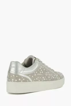Dune London Silver Everleas Embellished Cupsole Trainers -Style Sole Zone 166606s3