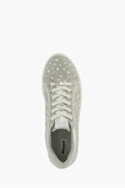 Dune London Silver Everleas Embellished Cupsole Trainers -Style Sole Zone 166606s4