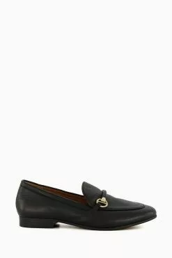 Dune London Grandeur Snaffle Slim Sole Black Loafers