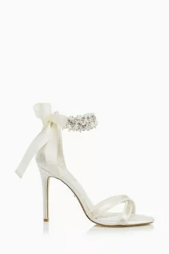 Dune London Cream Wf Martina Embellished Ankle Tie Sandals