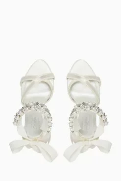 Dune London Cream Wf Martina Embellished Ankle Tie Sandals -Style Sole Zone 178443s3