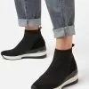 Dune London Womens Black Engel Mid Wedge Sock Trainers -Style Sole Zone 214907s