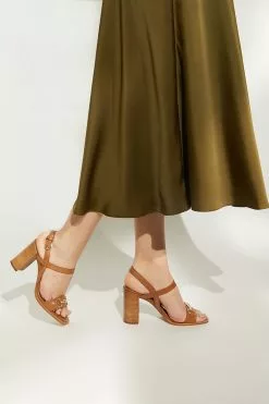 Dune London Jili Snaffle Brown Block Heel Sandals