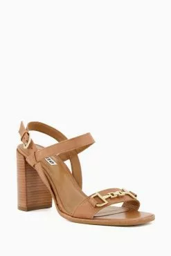 Dune London Jili Snaffle Brown Block Heel Sandals -Style Sole Zone 257444s3