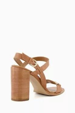 Dune London Jili Snaffle Brown Block Heel Sandals -Style Sole Zone 257444s4