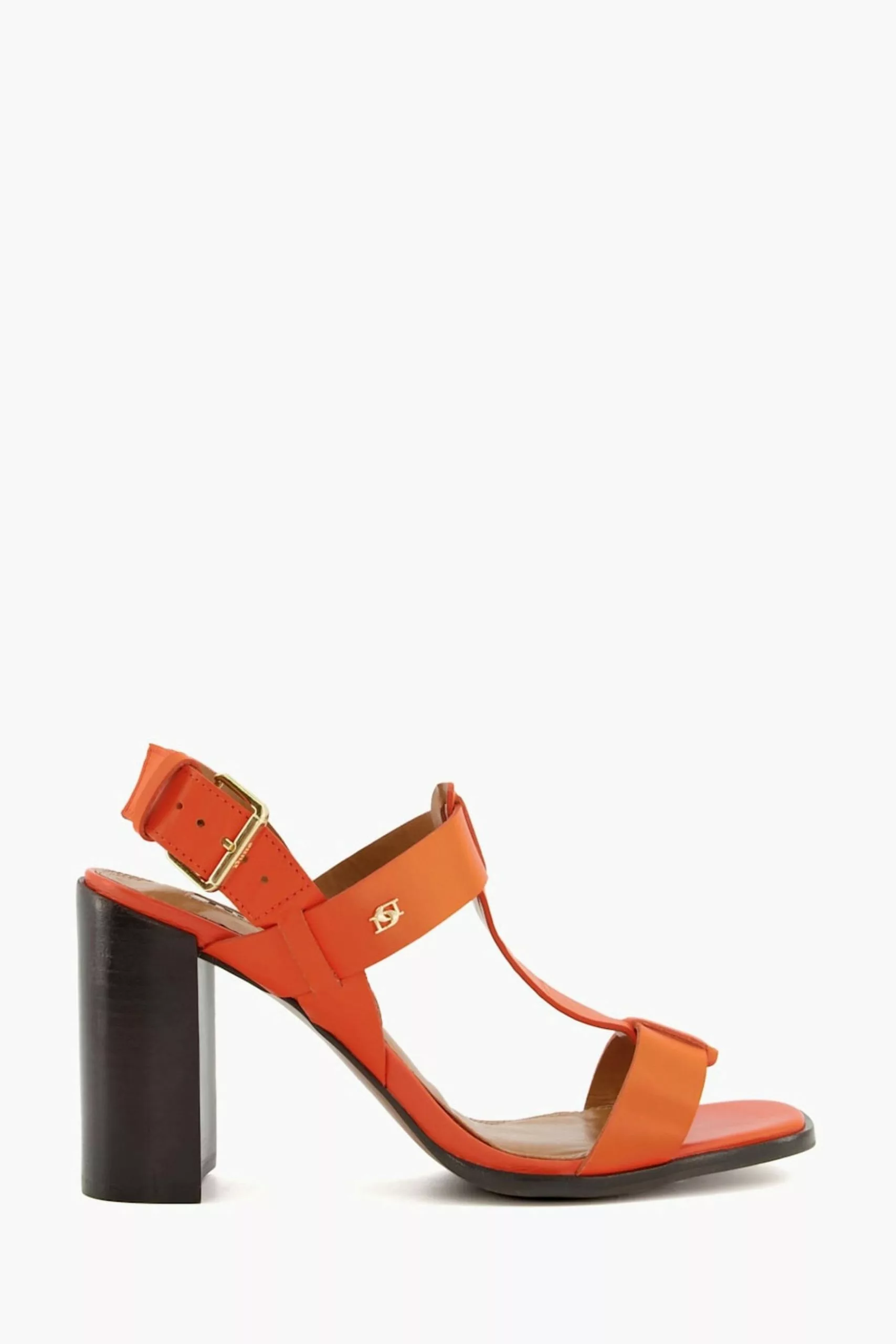 Dune London Orange Jacie T-Bar Block Heel Sandals 3 Dune London Orange Jacie T-Bar Block Heel Sandals
