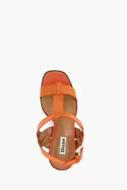 Dune London Orange Jacie T-Bar Block Heel Sandals 12 Dune London Orange Jacie T-Bar Block Heel Sandals -Style Sole Zone 272066s4
