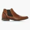 Dune London Brown Chili Leather Toecap Detail Chelsea Boots