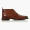 Dune London Marching Brown Leather Lace-Up Chukka Boots -Style Sole Zone 281943s