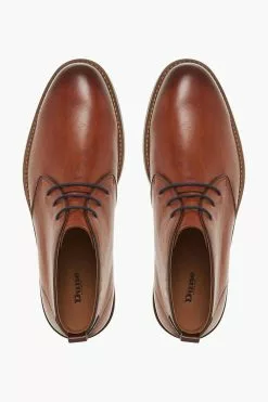 Dune London Marching Brown Leather Lace-Up Chukka Boots -Style Sole Zone 281943s4