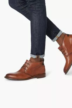 Dune London Marching Brown Leather Lace-Up Chukka Boots -Style Sole Zone 281943s5