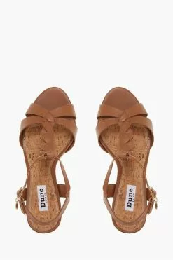 Dune London Koala Leather Plait T-Bar Strap Cork Wedge Heeled Sandals -Style Sole Zone 299466s4