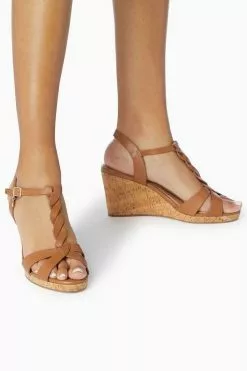 Dune London Koala Leather Plait T-Bar Strap Cork Wedge Heeled Sandals -Style Sole Zone 299466s6