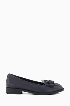 Dune London Blue Granthams Kilted Tassel Loafers