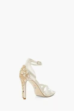 Dune London Cream Marry Caged Heel Sandals -Style Sole Zone 355551s3