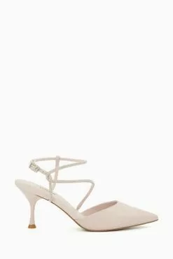 Dune London Cream Carlota Crystal Twist Open Courts