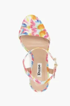Dune London Pink Milano Smudge Print Block Heel Sandals -Style Sole Zone 369701s4