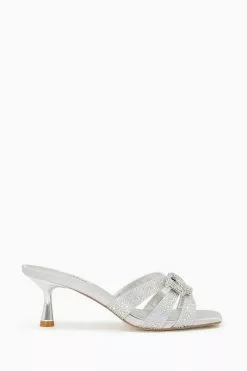 Dune London Silver Manor Diamante DD Crystal Mules